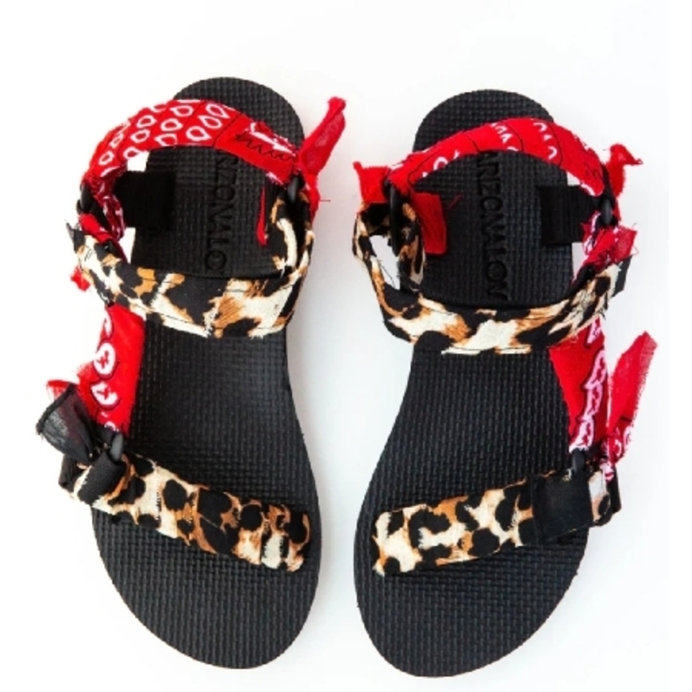 Arizona Love Red and Leopard Print Sandals